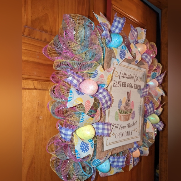 Easter wreath, bunny wreath, spring Wreath handmade, Farmhouse wreath - Picture 4 of 6